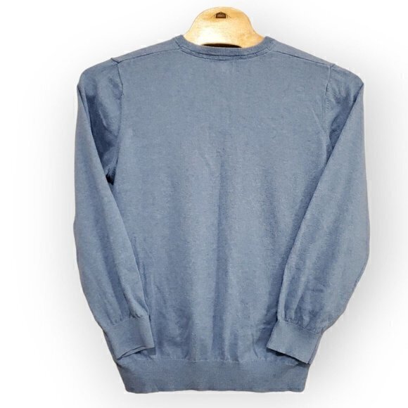 L.L. Bean Mens XL - REG Cotton, Cashmere Blend V-Neck Periwinkle Blue Sweater - Picture 3 of 4